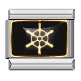 Black Gold Plated Cartoon DIY Italian Modular Bracelet Unique Welded Pattern Stainless Steel Bangle Black Gold Plated Cartoon DIY Italian Modular Bracelet Unique Welded Pattern Stainless Steel Bangle