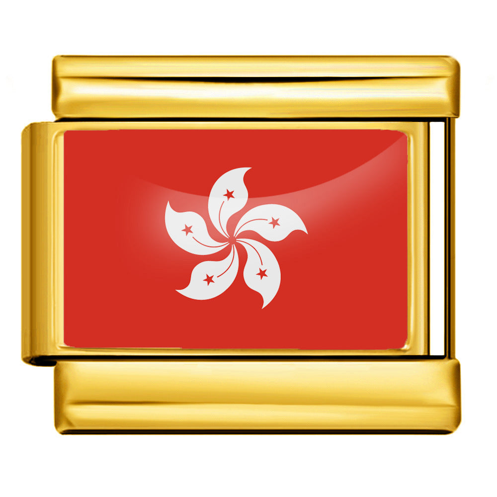 Gold Base World Flag Photo Resin Italian Charm Bracelet DIY Stainless Steel Stretch Watch Band Wristband Gold Base World Flag Photo Resin Italian Charm Bracelet DIY Stainless Steel Stretch Watch Band Wristband