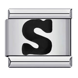 New Titanium Steel Black Alphabet DIY Italian Charm Bracelet Custom Name Link Chain New Titanium Steel Black Alphabet DIY Italian Charm Bracelet Custom Name Link Chain