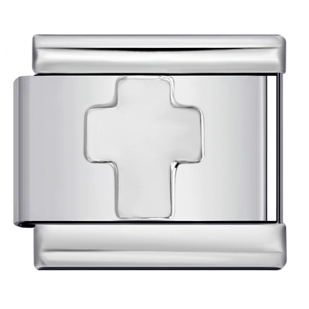 Concave Silver Titanium Steel Stamping Pattern DIY Italian Module Bracelet Italian Charm Bracelet Concave Silver Titanium Steel Stamping Pattern DIY Italian Module Bracelet Italian Charm Bracelet