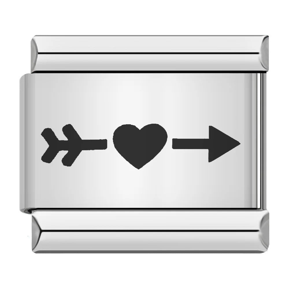 Cross Border Hot Selling Laser Engraving Heart-shaped Series Titanium Steel Handmade DIY Italian Module Bracelet Wholesale Cross Border Hot Selling Laser Engraving Heart-shaped Series Titanium Steel Handmade DIY Italian Module Bracelet Wholesale