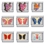 Colorful Butterfly Italian Module Bracelet Titanium Steel Welding Pattern Drip Oil DIY Bracelet Italian Charm Colorful Butterfly Italian Module Bracelet Titanium Steel Welding Pattern Drip Oil DIY Bracelet Italian Charm