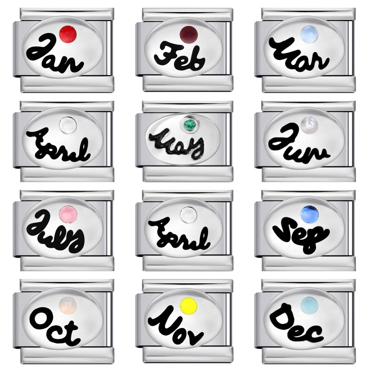 Italian Modular Bracelet 12 Birthstones Titanium Steel Welded Colorful Beads DIY Stretchable Fashion Wristband Accessory Italian Modular Bracelet 12 Birthstones Titanium Steel Welded Colorful Beads DIY Stretchable Fashion Wristband Accessory