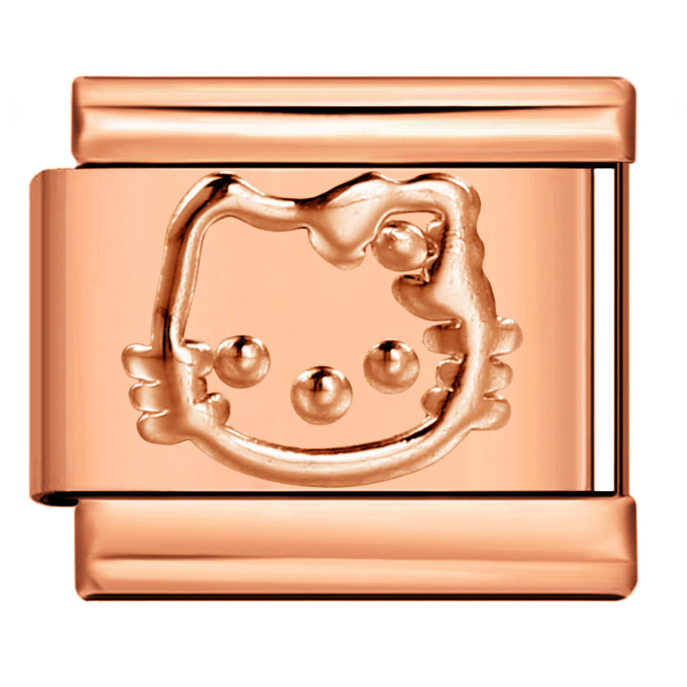 Rose Gold Titanium Steel Stamping Pattern DIY Italian Module Bracelet Italian Charm Bracelet Rose Gold Titanium Steel Stamping Pattern DIY Italian Module Bracelet Italian Charm Bracelet