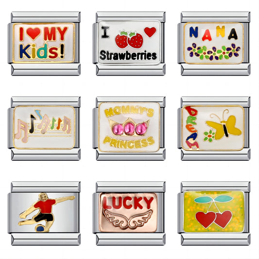 New Titanium Steel Gold Plated Welding Pattern DIY Italian Module Bracelet Italian Charm Bracelet