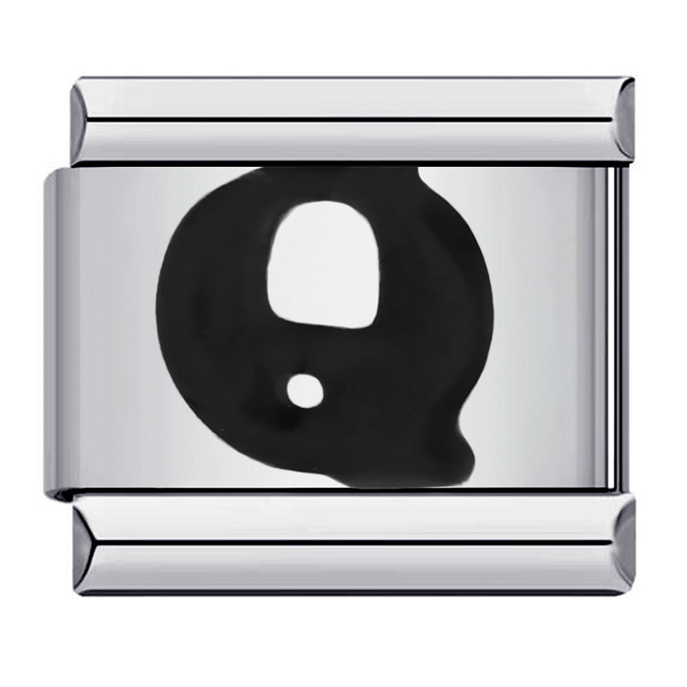 New Titanium Steel Black Alphabet DIY Italian Charm Bracelet Custom Name Link Chain New Titanium Steel Black Alphabet DIY Italian Charm Bracelet Custom Name Link Chain