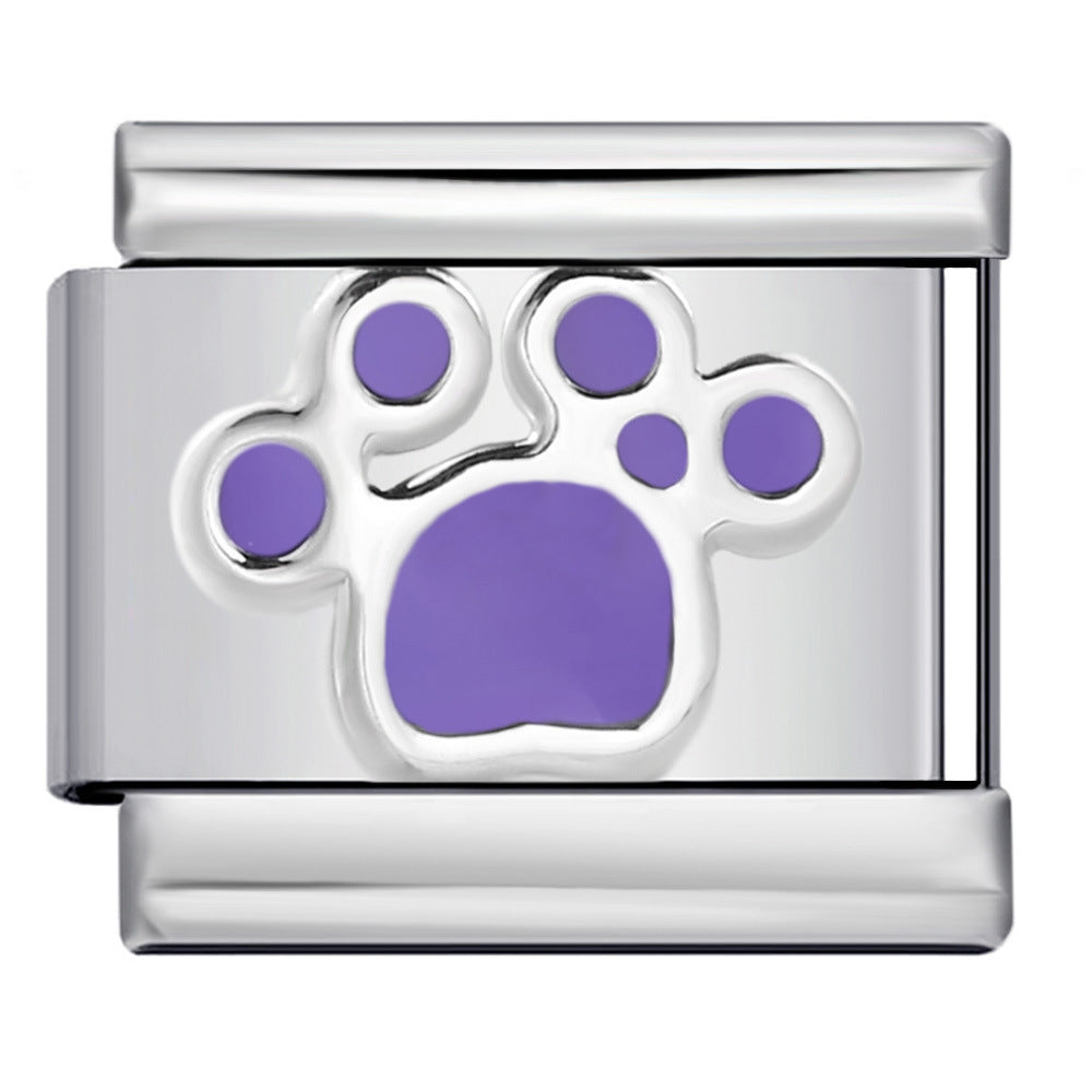 New Titanium Steel Color Dripping Oil Cat Claw Series Italian Module Bracelet DIY Elastic Splicing Bracelet New Titanium Steel Color Dripping Oil Cat Claw Series Italian Module Bracelet DIY Elastic Splicing Bracelet