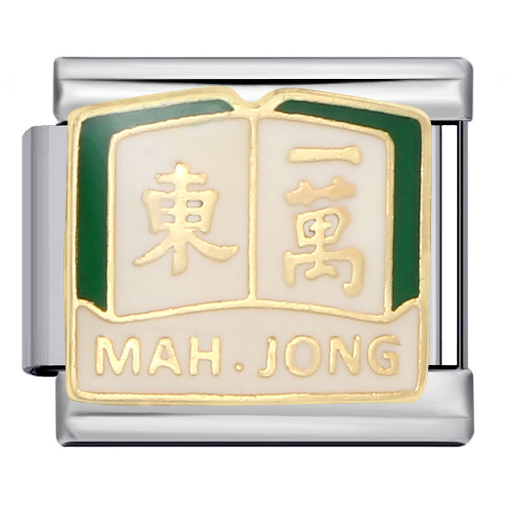 New Chess and Card Entertainment Stainless Steel Italian Module Bracelet Gold Plated Drip Oil Personalized DIY Welding Bracelet Wholesale New Chess and Card Entertainment Stainless Steel Italian Module Bracelet Gold Plated Drip Oil Personalized DIY Welding Bracelet Wholesale