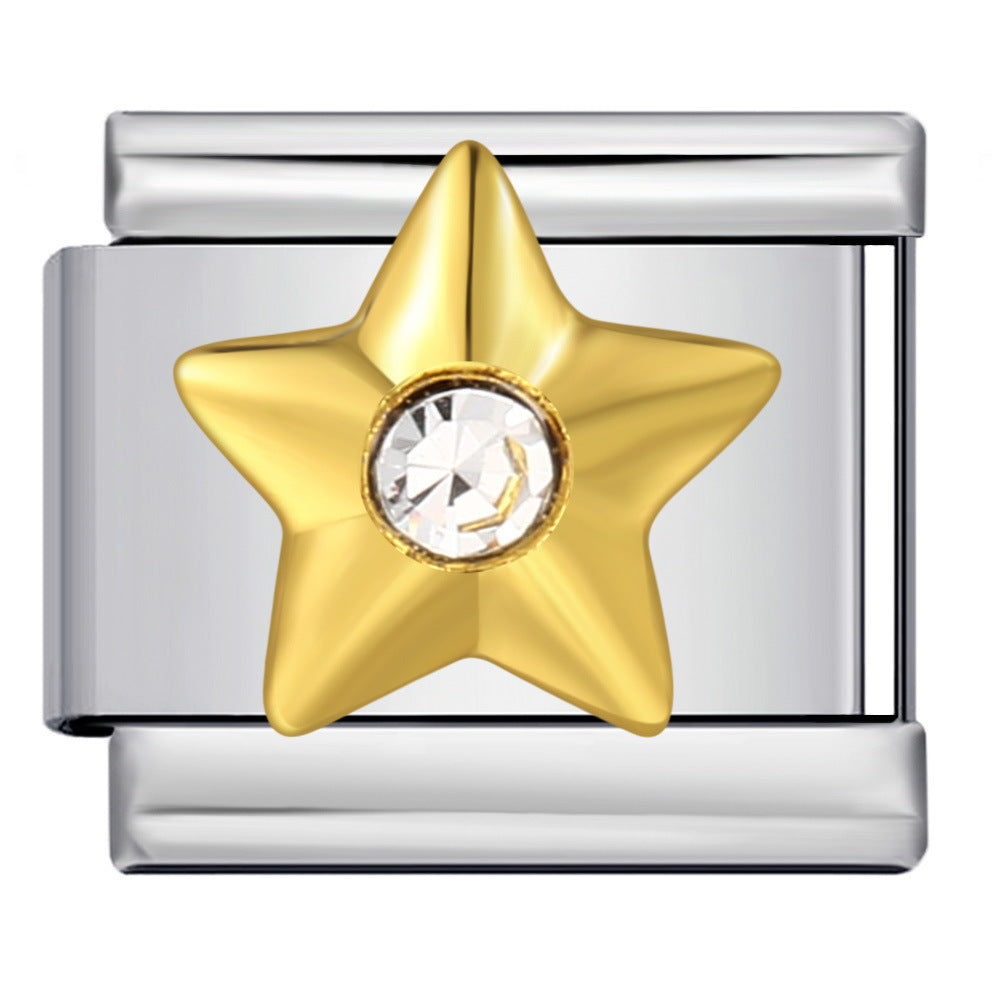 Italian Module Bracelet Gold and Silver with Diamond Pattern DIY Titanium Steel Welding Elastic Personalized Splicing Bracelet Wholesale Italian Module Bracelet Gold and Silver with Diamond Pattern DIY Titanium Steel Welding Elastic Personalized Splicing Bracelet Wholesale