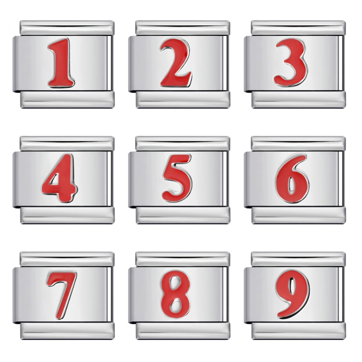 New Titanium Steel Concave Color Arabic Numeral Series Italian Module Bracelet DIY Elastic Accessories Wholesale New Titanium Steel Concave Color Arabic Numeral Series Italian Module Bracelet DIY Elastic Accessories Wholesale