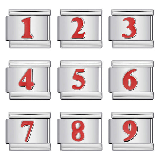 New Titanium Steel Concave Color Arabic Numeral Series Italian Module Bracelet DIY Elastic Accessories Wholesale