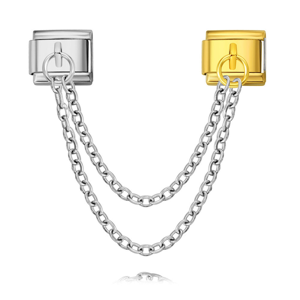 New Trendy Gold and Silver Double Chain Module Bracelet with Titanium Steel Splicing Bracelet DIY Jewelry Accessories New Trendy Gold and Silver Double Chain Module Bracelet with Titanium Steel Splicing Bracelet DIY Jewelry Accessories