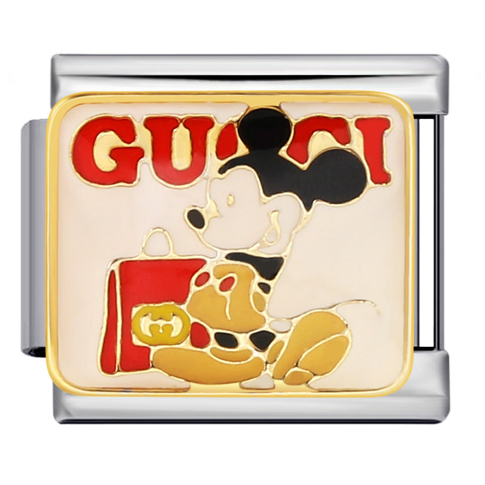 New DIY Italian Modular Bracelet Titanium Steel Gold Plated Welded Pattern Strap Chain Fashion Link Bracelet New DIY Italian Modular Bracelet Titanium Steel Gold Plated Welded Pattern Strap Chain Fashion Link Bracelet