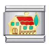 Titanium Steel Welded Gold-plated Drop Oil Cartoon DIY Italian Module Bracelet Italian Charm Bracelet Titanium Steel Welded Gold-plated Drop Oil Cartoon DIY Italian Module Bracelet Italian Charm Bracelet