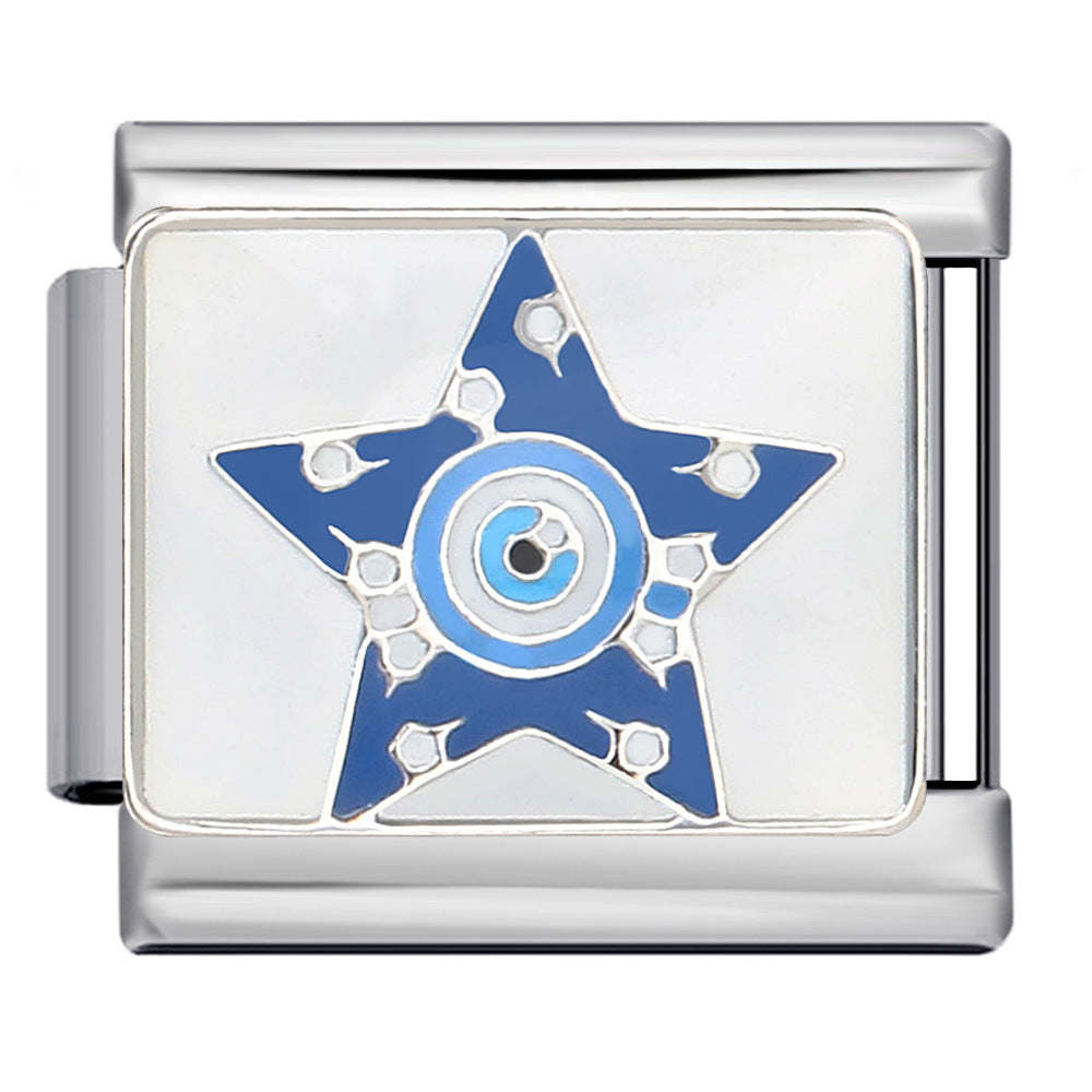 Italian Module Bracelet Devil's Eye Titanium Steel Welding Drip Oil Pattern DIY Elastic Splicing Personalized Strap Chain Italian Module Bracelet Devil's Eye Titanium Steel Welding Drip Oil Pattern DIY Elastic Splicing Personalized Strap Chain