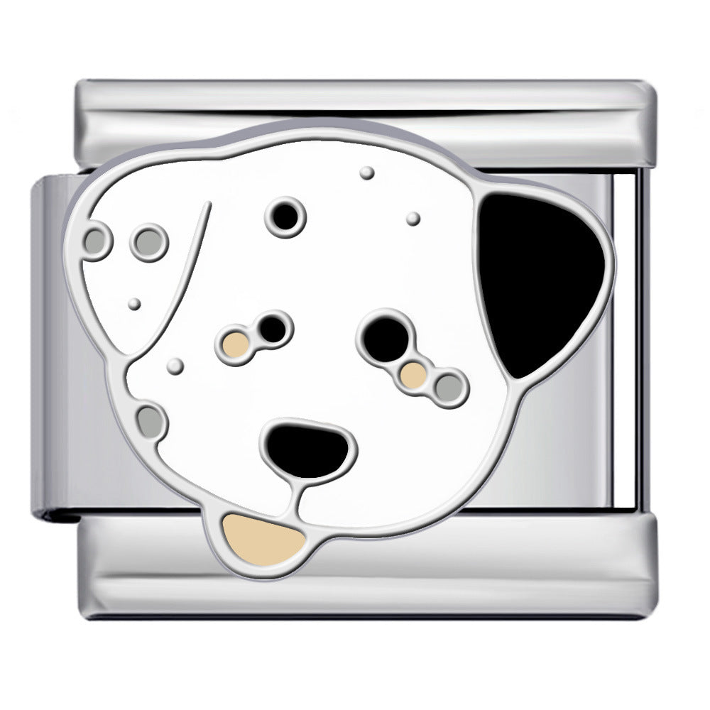 Cute Cartoon Dog Cute Pet Series Titanium Steel Welding Drip Oil DIY Italian Module Bracelet Accessories Cute Cartoon Dog Cute Pet Series Titanium Steel Welding Drip Oil DIY Italian Module Bracelet Accessories