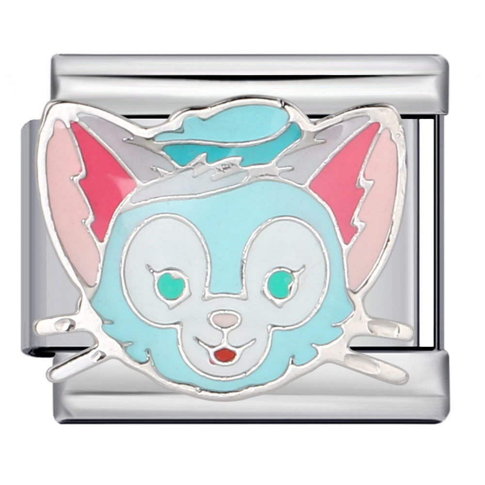 Cross Border Cartoon Animal Series Titanium Steel Welding Drip Oil DIY Bracelet Italian Module Bracelet Accessories Wholesale Cross Border Cartoon Animal Series Titanium Steel Welding Drip Oil DIY Bracelet Italian Module Bracelet Accessories Wholesale