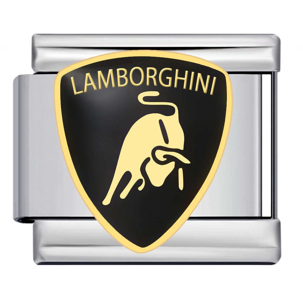 Italian Module Bracelet Automotive Logo Series Titanium Steel Welding Drip Oil DIY Elastic Splicing Table Italian Module Bracelet Automotive Logo Series Titanium Steel Welding Drip Oil DIY Elastic Splicing Table