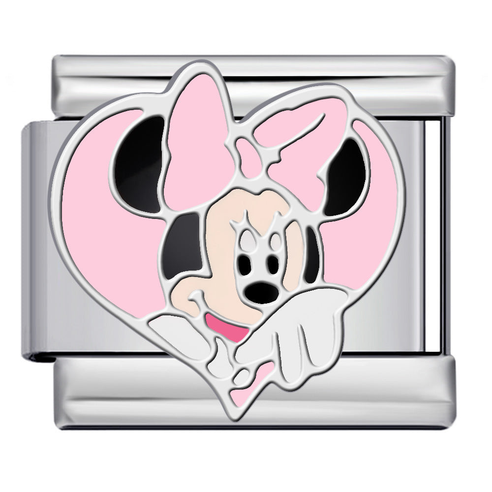 Italian Modular Bracelet Cartoon Character Series Stainless Steel Gold Plated DIY Elastic Link Bracelet Italian Modular Bracelet Cartoon Character Series Stainless Steel Gold Plated DIY Elastic Link Bracelet