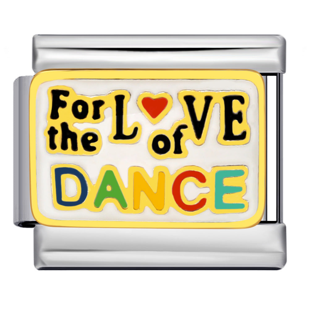 New Italian Module Bracelet Stainless Steel Welding Drip Oil Personalized English DIY Bracelet Accessories Wholesale New Italian Module Bracelet Stainless Steel Welding Drip Oil Personalized English DIY Bracelet Accessories Wholesale