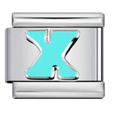 New Titanium Steel Sky Blue English Letter Series DIY Elastic Bracelet Accessories Italian Module Bracelet Alphebat New Titanium Steel Sky Blue English Letter Series DIY Elastic Bracelet Accessories Italian Module Bracelet Alphebat