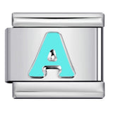 New Titanium Steel Sky Blue English Letter Series DIY Elastic Bracelet Accessories Italian Module Bracelet Alphebat New Titanium Steel Sky Blue English Letter Series DIY Elastic Bracelet Accessories Italian Module Bracelet Alphebat