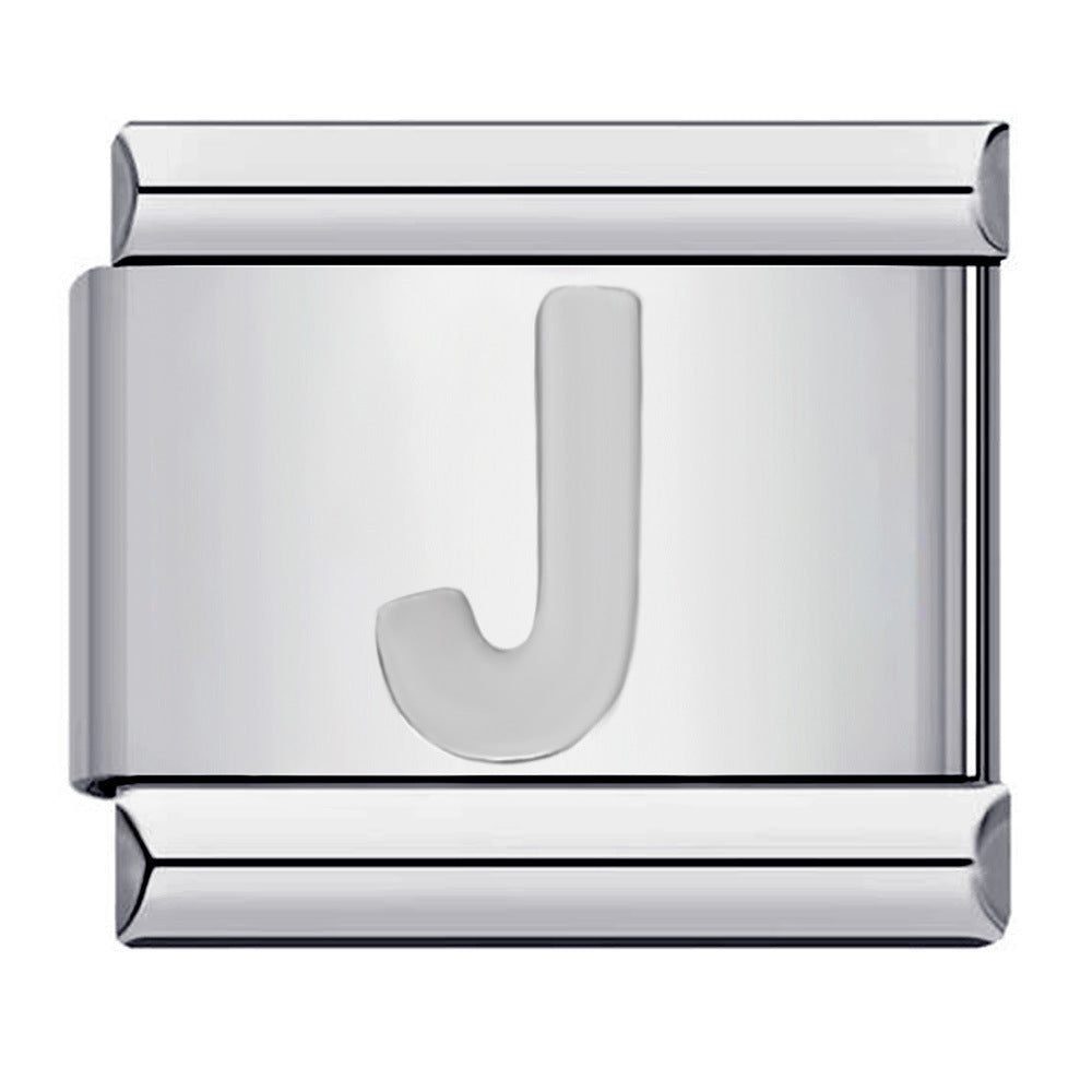 New Titanium Steel Silver Concave Surface 26 English Letters Italian Module Bracelet DIY Strap Chain Accessories Wholesale New Titanium Steel Silver Concave Surface 26 English Letters Italian Module Bracelet DIY Strap Chain Accessories Wholesale