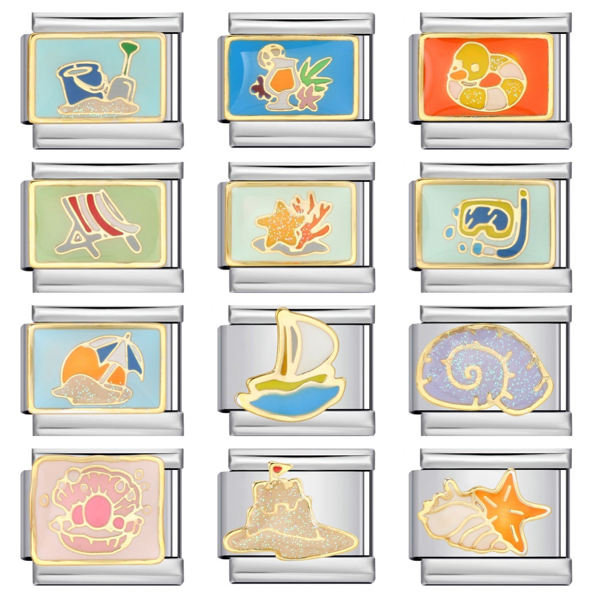 New Italian Module Bracelet Beach Camping Titanium Steel Drip Oil Cartoon Pattern DIY Welding Bracelet Accessories New Italian Module Bracelet Beach Camping Titanium Steel Drip Oil Cartoon Pattern DIY Welding Bracelet Accessories