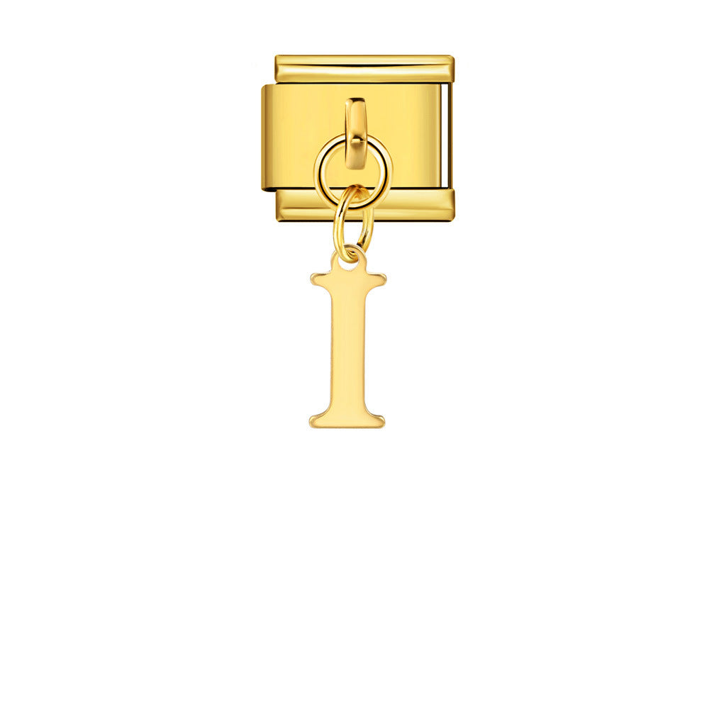 Gold Simplified Letter Italian Module Bracelet Stainless Steel Handmade Hook DIY Splicing Assembly Bracelet Gold Simplified Letter Italian Module Bracelet Stainless Steel Handmade Hook DIY Splicing Assembly Bracelet