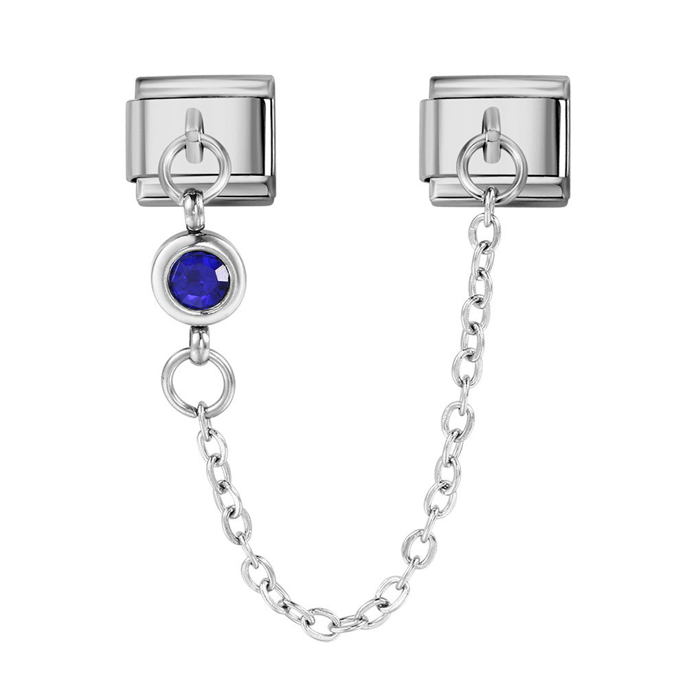 Double Hooked 12 Birthday Stone Italian Module Bracelet Creative DIY Elastic Splicing Titanium Steel Strap Chain Double Hooked 12 Birthday Stone Italian Module Bracelet Creative DIY Elastic Splicing Titanium Steel Strap Chain