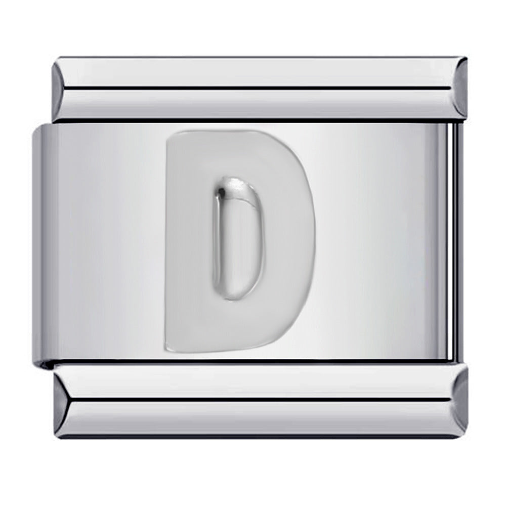 New Titanium Steel Silver Concave Surface 26 English Letters Italian Module Bracelet DIY Strap Chain Accessories Wholesale New Titanium Steel Silver Concave Surface 26 English Letters Italian Module Bracelet DIY Strap Chain Accessories Wholesale