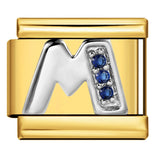 Italian Module Bracelet Gold Background Blue Diamond Letters DIY Stainless Steel Elastic Assembly Welded Strap Bracelet Italian Module Bracelet Gold Background Blue Diamond Letters DIY Stainless Steel Elastic Assembly Welded Strap Bracelet