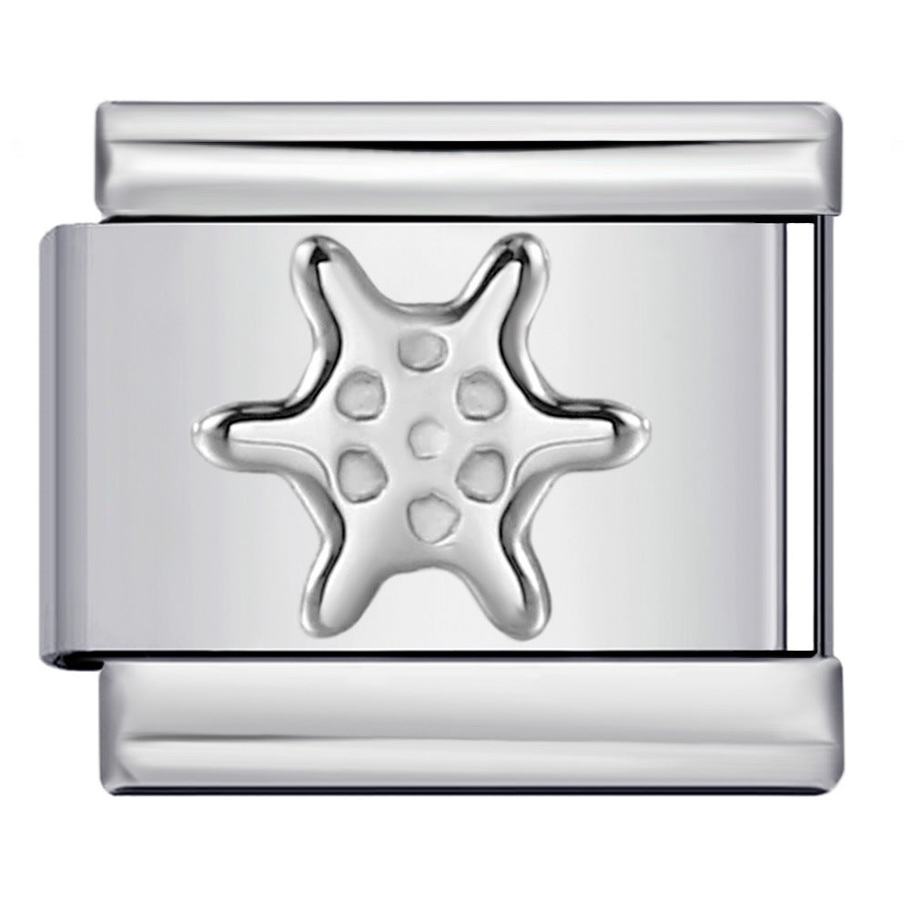 Titanium Steel Convex Silver Stamped DIY Italian Charm Bracelet with Unique Patterns Titanium Steel Convex Silver Stamped DIY Italian Charm Bracelet with Unique Patterns