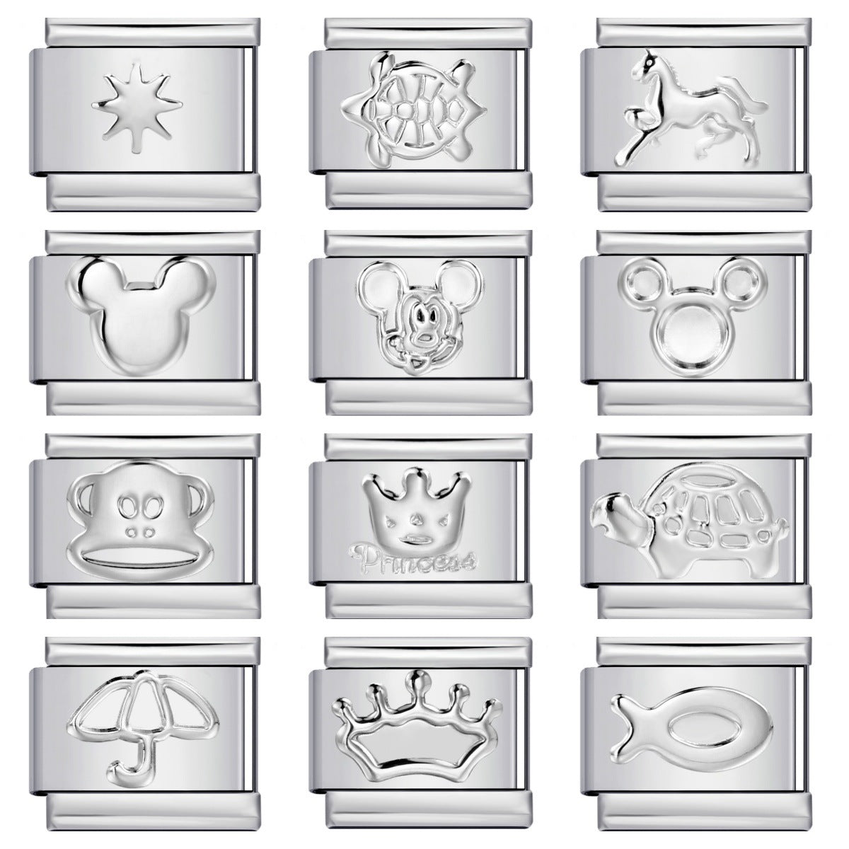 Convex Silver Stamping Pattern Italian Module Bracelet DIY Titanium Steel Bracelet Italian Charms Convex Silver Stamping Pattern Italian Module Bracelet DIY Titanium Steel Bracelet Italian Charms