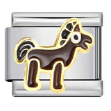 Stainless Steel Welding Drip Oil Animal Pattern DIY Italian Module Bracelet Free Splicing Elastic Accessories Wholesale Stainless Steel Welding Drip Oil Animal Pattern DIY Italian Module Bracelet Free Splicing Elastic Accessories Wholesale