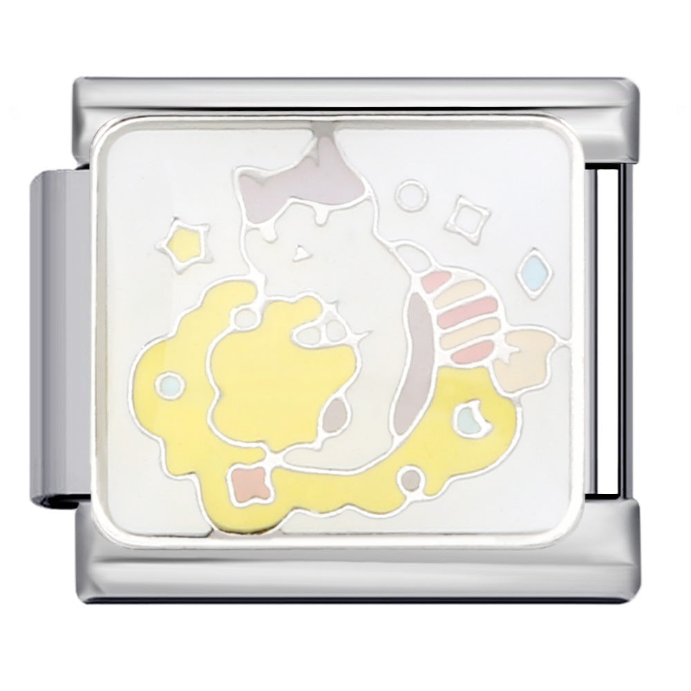 Pet Cat Dog Series Titanium Steel Welding Drip Bracelet Cartoon DIY Italian Module Wholesale Charm Bracelet for Animal Lovers Pet Cat Dog Series Titanium Steel Welding Drip Bracelet Cartoon DIY Italian Module Wholesale Charm Bracelet for Animal Lovers