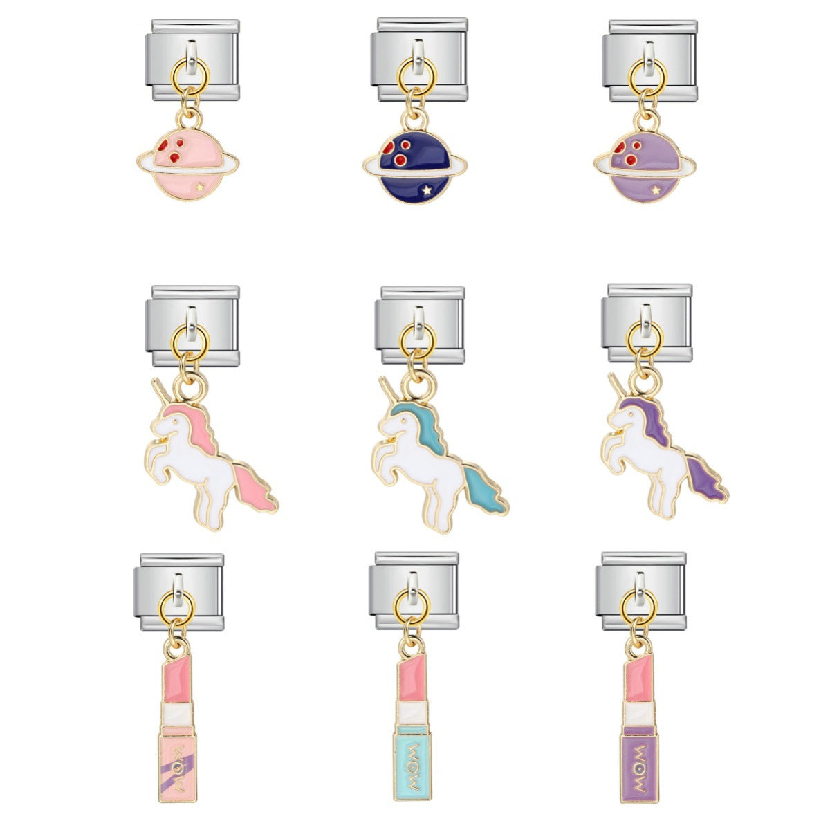 New Cute Pendant Italian Module Bracelet Titanium Steel Hook DIY Drip Oil Elastic Free Splicing Strap Chain New Cute Pendant Italian Module Bracelet Titanium Steel Hook DIY Drip Oil Elastic Free Splicing Strap Chain