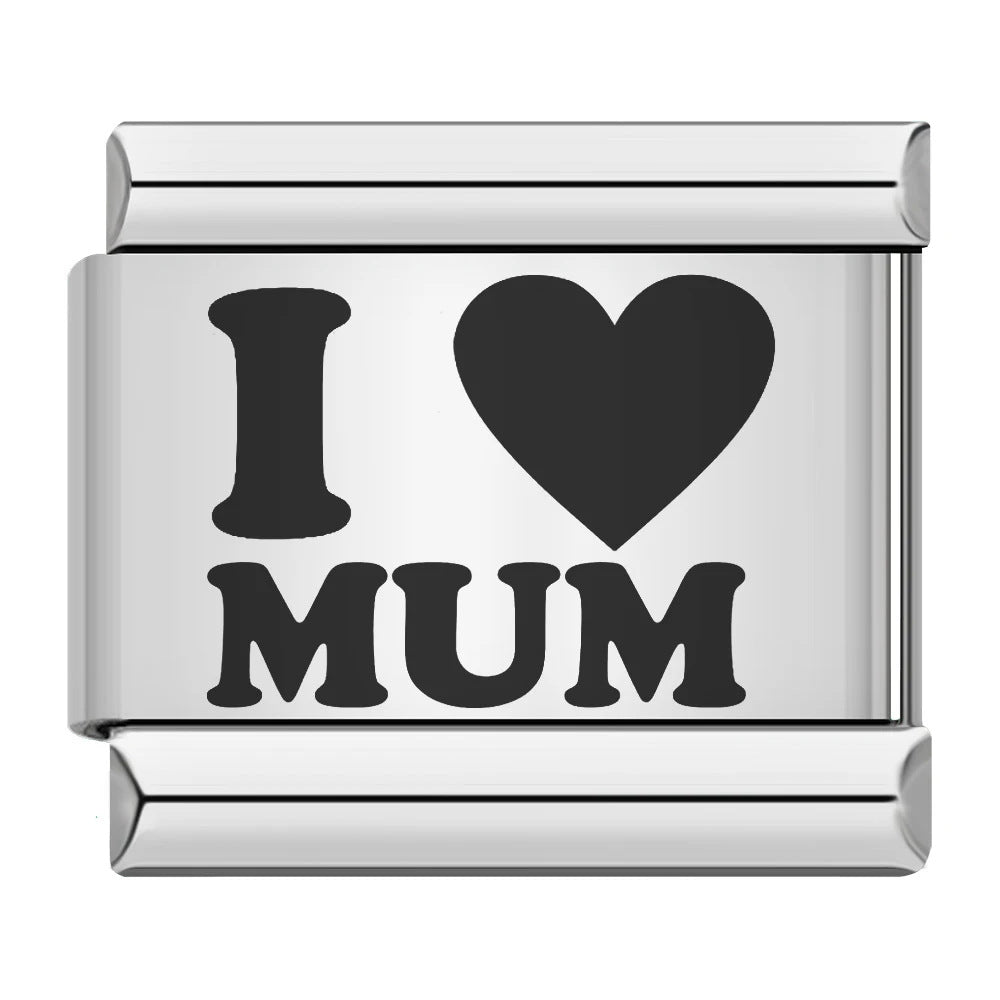 Cross Border Hot Selling Laser Engraving Heart-shaped Series Titanium Steel Handmade DIY Italian Module Bracelet Wholesale Cross Border Hot Selling Laser Engraving Heart-shaped Series Titanium Steel Handmade DIY Italian Module Bracelet Wholesale