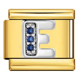 Italian Module Bracelet Gold Background Blue Diamond Letters DIY Stainless Steel Elastic Assembly Welded Strap Bracelet Italian Module Bracelet Gold Background Blue Diamond Letters DIY Stainless Steel Elastic Assembly Welded Strap Bracelet