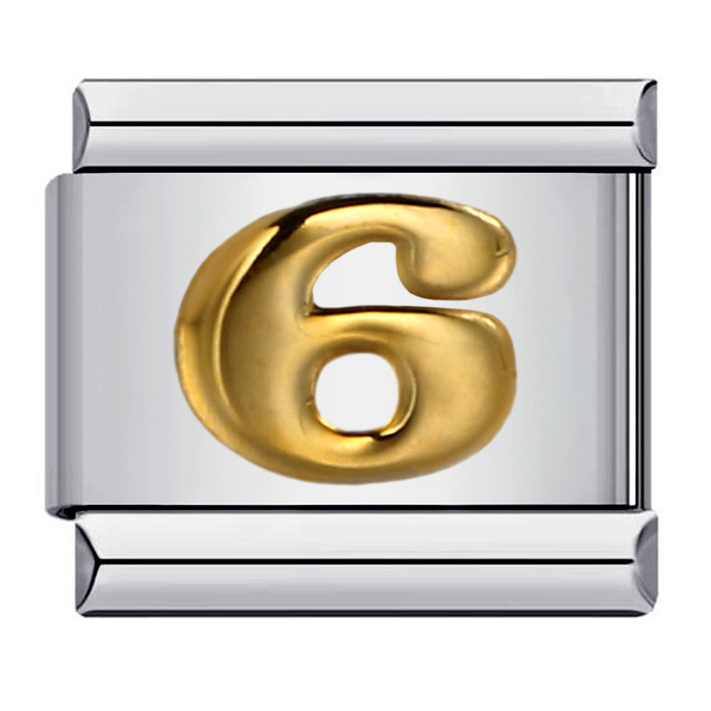 New titanium steel concave convex Arabic numerals DIY Italian module bracelet Italian Module New titanium steel concave convex Arabic numerals DIY Italian module bracelet Italian Module