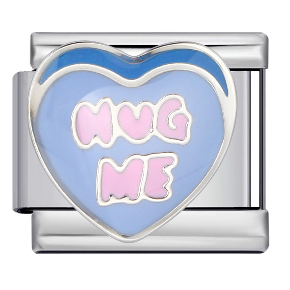 Cross Border E-commerce Love English Series Titanium Steel Welding Drip Oil DIY Italian Module Bracelet Personalized Accessories Cross Border E-commerce Love English Series Titanium Steel Welding Drip Oil DIY Italian Module Bracelet Personalized Accessories