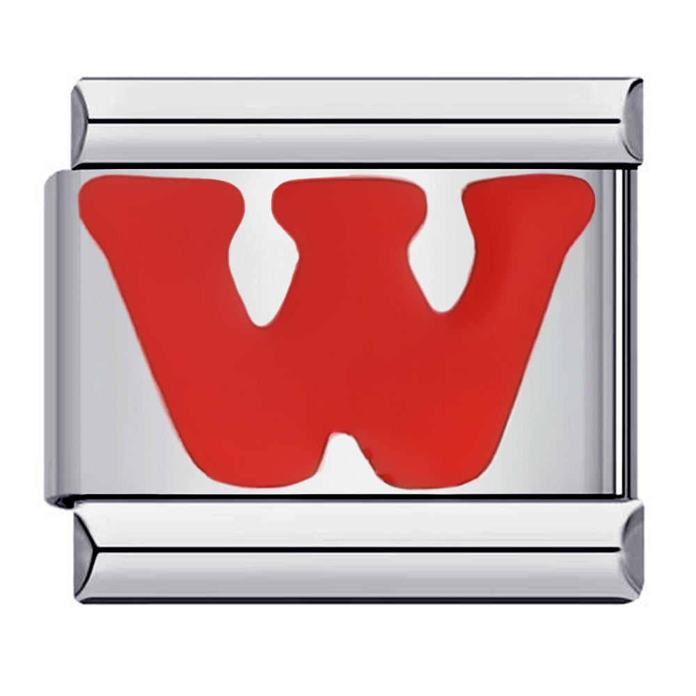 New Titanium Steel Red English Letter DIY Italian Module Bracelet Italian Charm Bracelet New Titanium Steel Red English Letter DIY Italian Module Bracelet Italian Charm Bracelet