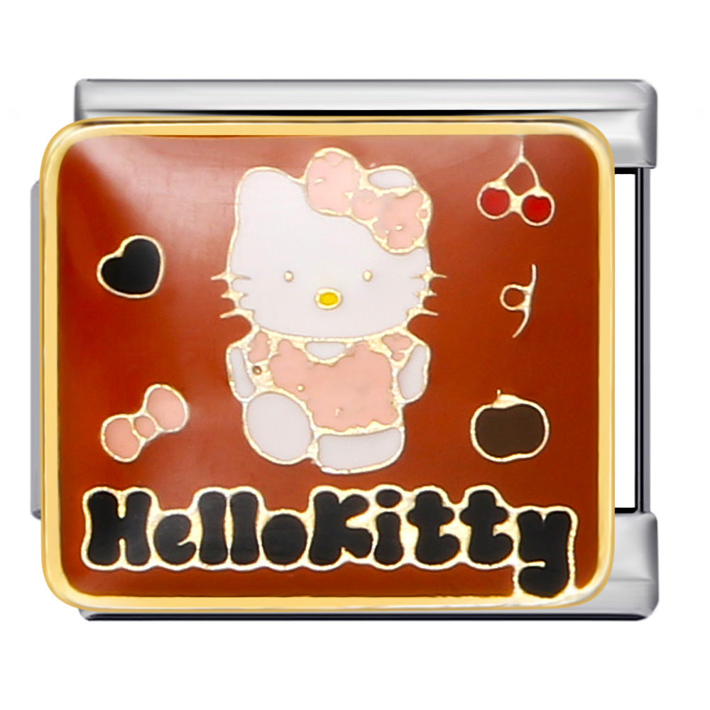 Wholesale DIY Titanium Steel Welded Enamel Drop Charms Italian Link Bracelet Straps with Cute Cartoon Patterns Wholesale DIY Titanium Steel Welded Enamel Drop Charms Italian Link Bracelet Straps with Cute Cartoon Patterns