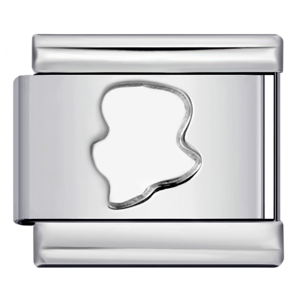 Concave Silver Titanium Steel Stamping Pattern DIY Italian Module Bracelet Italian Charm Bracelet Concave Silver Titanium Steel Stamping Pattern DIY Italian Module Bracelet Italian Charm Bracelet