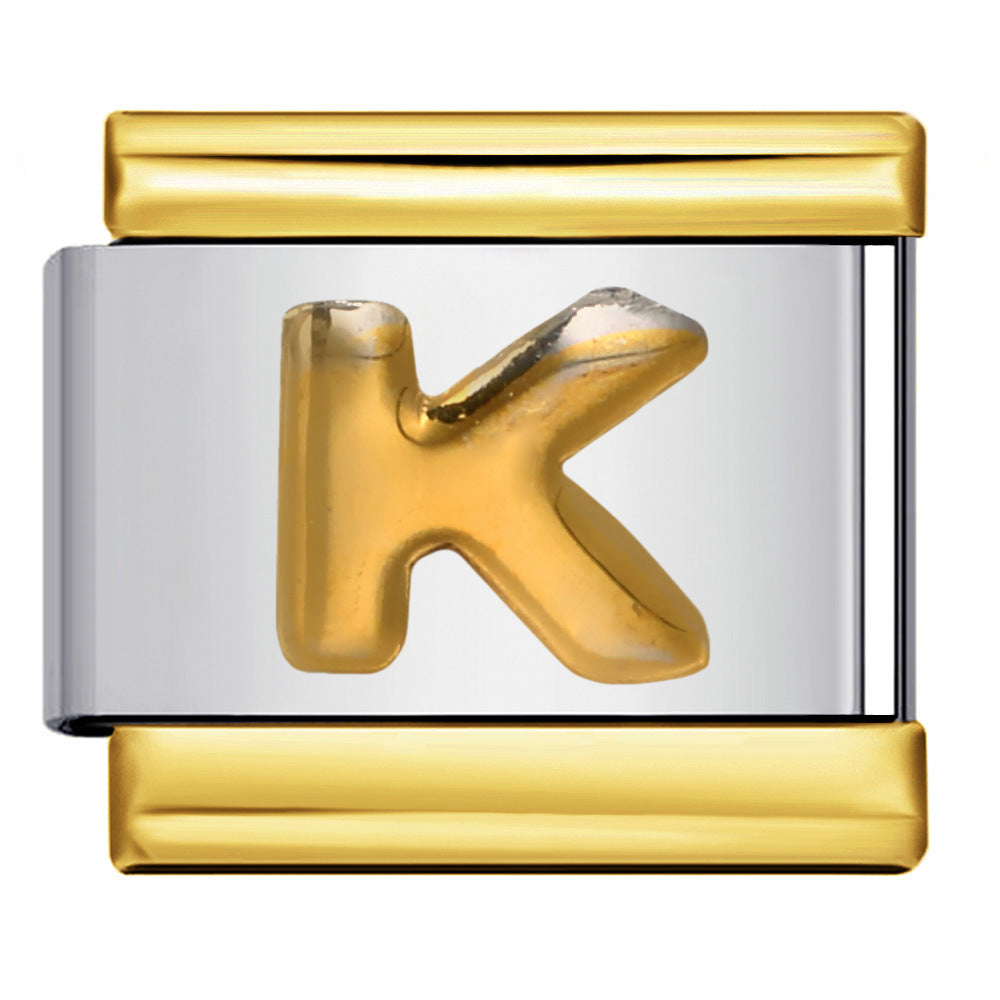 Gold Package Silver Convex Letter Italian Module Bracelet Stainless Steel DIY Elastic Splicing Strap Chain Wholesale Gold Package Silver Convex Letter Italian Module Bracelet Stainless Steel DIY Elastic Splicing Strap Chain Wholesale