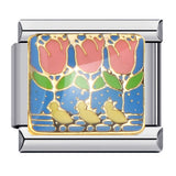 New Flower Series Titanium Steel Bracelet Welding Pattern Drip Oil DIY Italian Module Bracelet Strap Chain Wholesale New Flower Series Titanium Steel Bracelet Welding Pattern Drip Oil DIY Italian Module Bracelet Strap Chain Wholesale