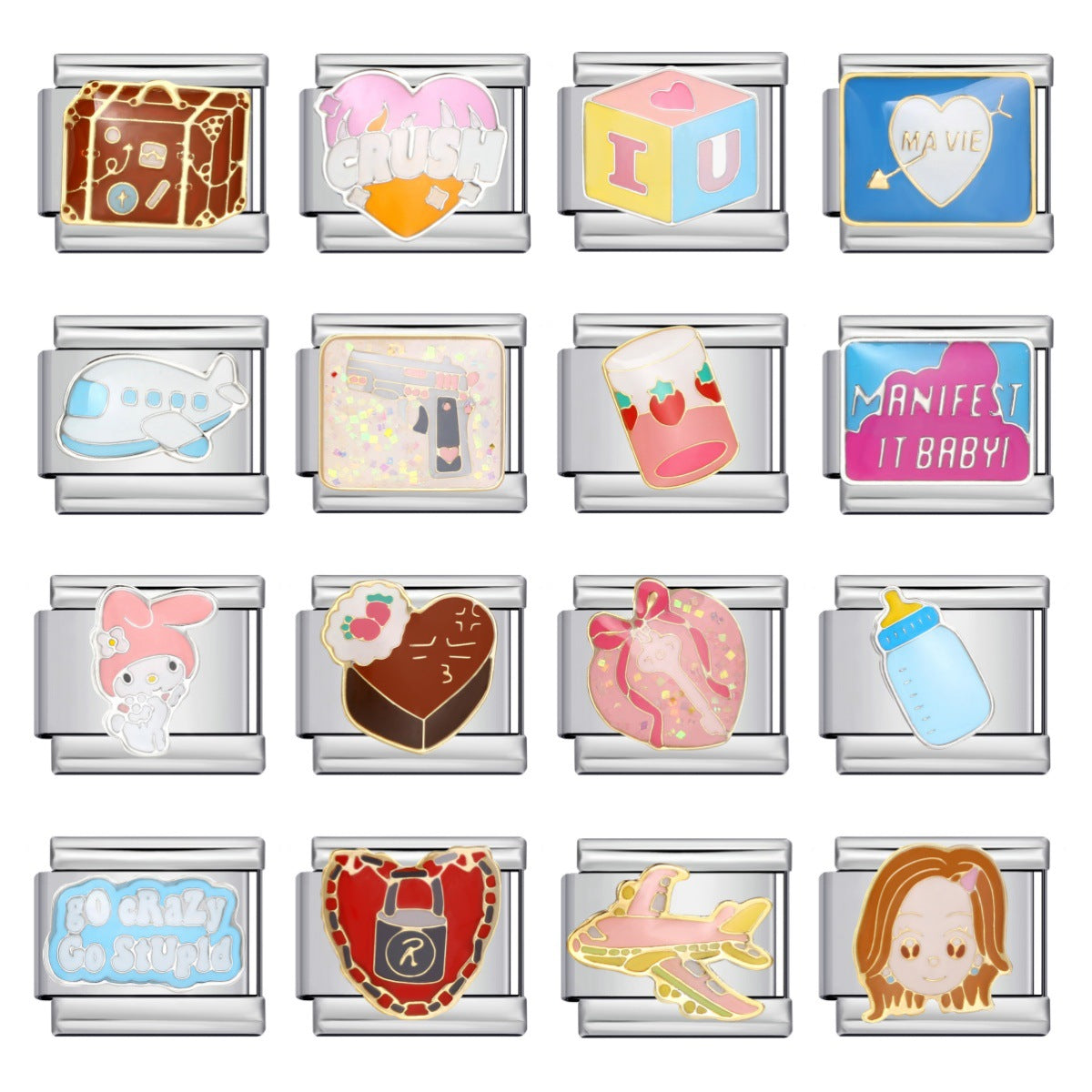 Italian Module Bracelet Fashion Drip Oil Titanium Steel Bracelet DIY Strap Chain Children's Toy Gift Wholesale Italian Module Bracelet Fashion Drip Oil Titanium Steel Bracelet DIY Strap Chain Children's Toy Gift Wholesale