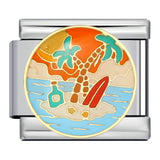 New River, Mountain, Seaside Scenery Italian Module Bracelet with Gold Plating and Oil Dripping DIY Welding Stainless Steel Bracelet New River, Mountain, Seaside Scenery Italian Module Bracelet with Gold Plating and Oil Dripping DIY Welding Stainless Steel Bracelet