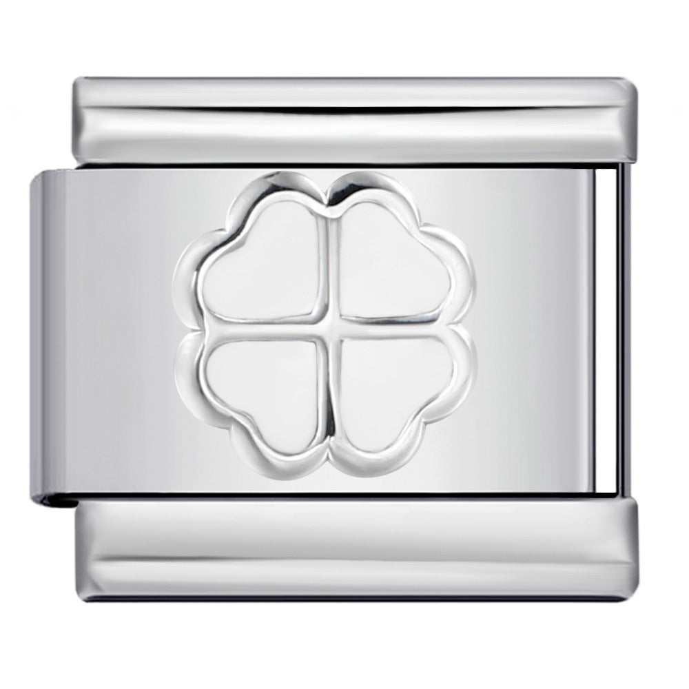 Color Dripping Oil Clover Module Bracelet Stainless Steel Stamping Pattern DIY Elastic Bracelet Accessories Wholesale Color Dripping Oil Clover Module Bracelet Stainless Steel Stamping Pattern DIY Elastic Bracelet Accessories Wholesale