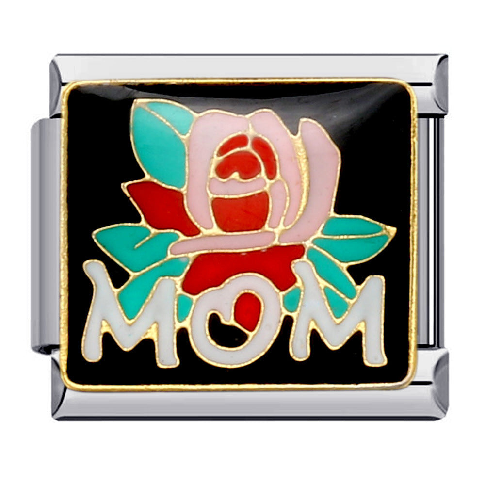 Black Gold Plated Cartoon DIY Italian Modular Bracelet Unique Welded Pattern Stainless Steel Bangle Black Gold Plated Cartoon DIY Italian Modular Bracelet Unique Welded Pattern Stainless Steel Bangle